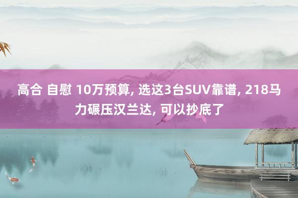 高合 自慰 10万预算, 选这3台SUV靠谱, 218马力碾压汉兰达, 可以抄底了