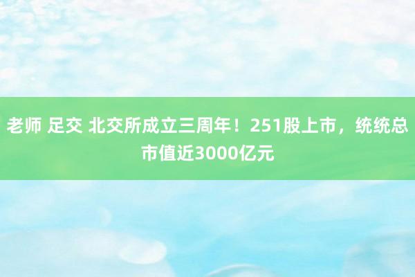 老师 足交 北交所成立三周年！251股上市，统统总市值近3000亿元