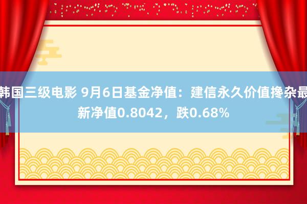 韩国三级电影 9月6日基金净值：建信永久价值搀杂最新净值0.8042，跌0.68%