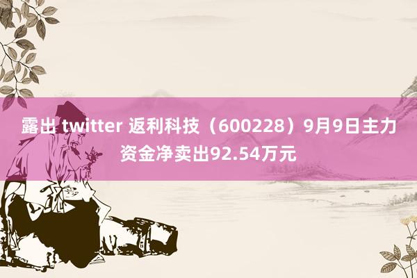 露出 twitter 返利科技（600228）9月9日主力资金净卖出92.54万元