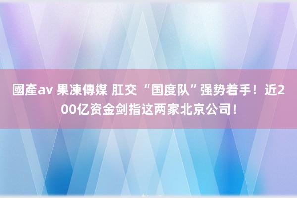 國產av 果凍傳媒 肛交 “国度队”强势着手！近200亿资金剑指这两家北京公司！