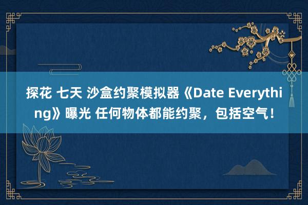 探花 七天 沙盒约聚模拟器《Date Everything》曝光 任何物体都能约聚，包括空气！