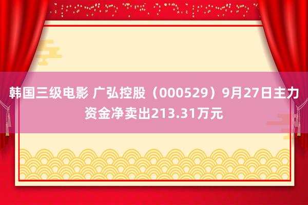 韩国三级电影 广弘控股（000529）9月27日主力资金净卖出213.31万元