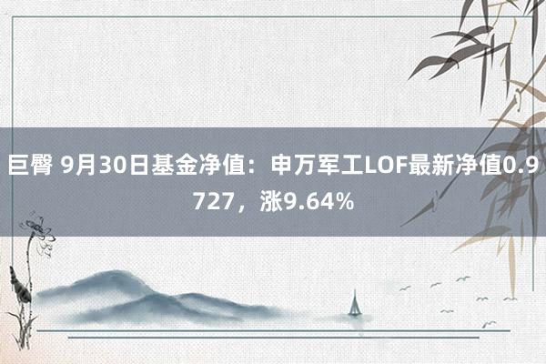 巨臀 9月30日基金净值：申万军工LOF最新净值0.9727，涨9.64%