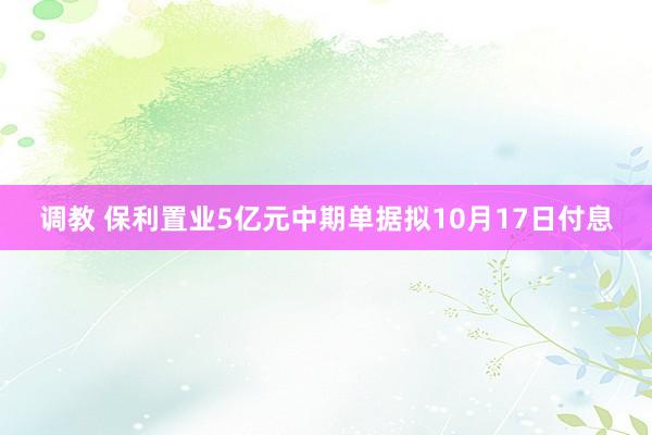 调教 保利置业5亿元中期单据拟10月17日付息