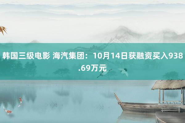 韩国三级电影 海汽集团：10月14日获融资买入938.69万元