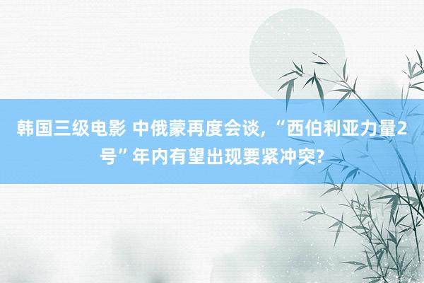 韩国三级电影 中俄蒙再度会谈, “西伯利亚力量2号”年内有望出现要紧冲突?