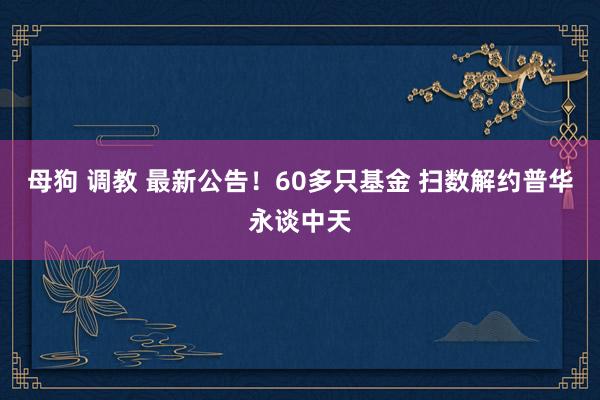 母狗 调教 最新公告！60多只基金 扫数解约普华永谈中天