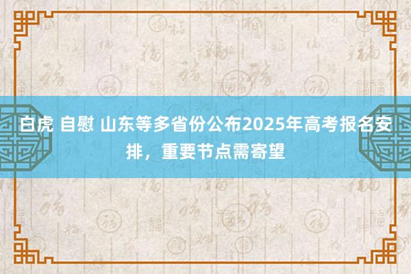 白虎 自慰 山东等多省份公布2025年高考报名安排，重要节点需寄望