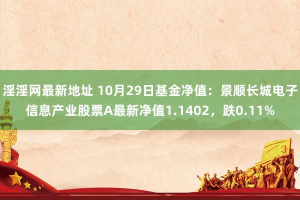 淫淫网最新地址 10月29日基金净值：景顺长城电子信息产业股票A最新净值1.1402，跌0.11%