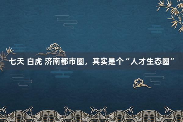 七天 白虎 济南都市圈，其实是个“人才生态圈”