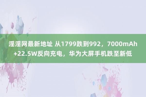 淫淫网最新地址 从1799跌到992，7000mAh+22.5W反向充电，华为大屏手机跌至新低