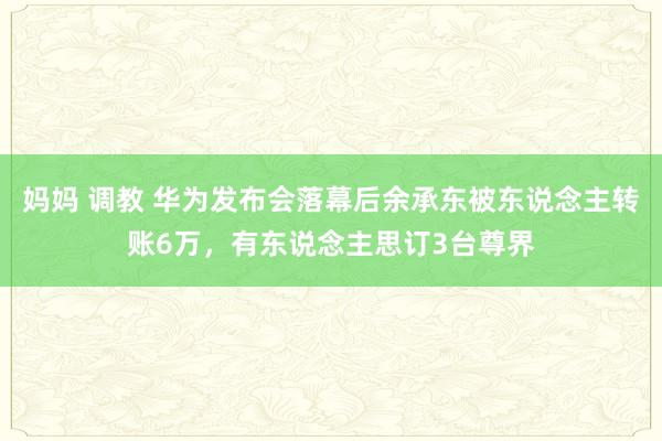 妈妈 调教 华为发布会落幕后余承东被东说念主转账6万，有东说念主思订3台尊界