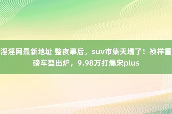 淫淫网最新地址 整夜事后，suv市集天塌了！祯祥重磅车型出炉，9.98万打爆宋plus