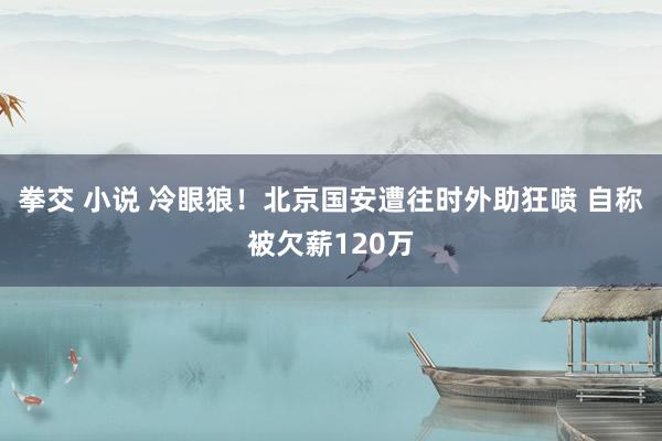 拳交 小说 冷眼狼！北京国安遭往时外助狂喷 自称被欠薪120万