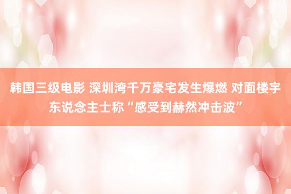 韩国三级电影 深圳湾千万豪宅发生爆燃 对面楼宇东说念主士称“感受到赫然冲击波”