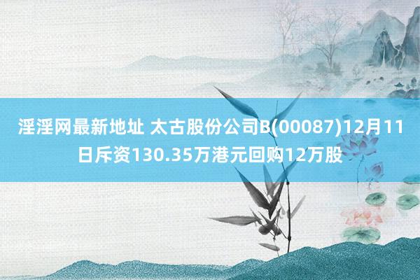 淫淫网最新地址 太古股份公司B(00087)12月11日斥资130.35万港元回购12万股