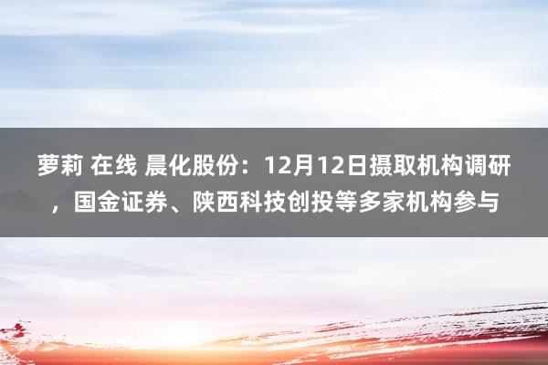 萝莉 在线 晨化股份：12月12日摄取机构调研，国金证券、陕西科技创投等多家机构参与