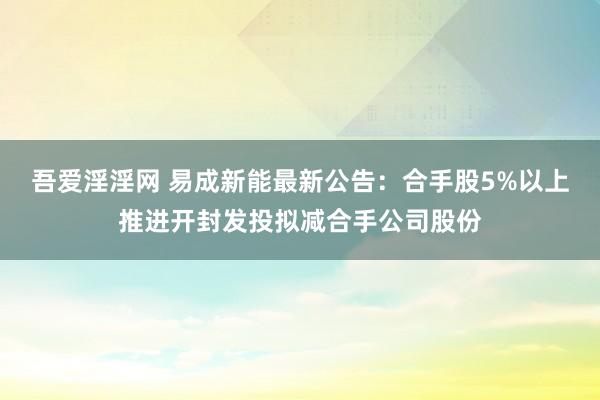 吾爱淫淫网 易成新能最新公告：合手股5%以上推进开封发投拟减合手公司股份