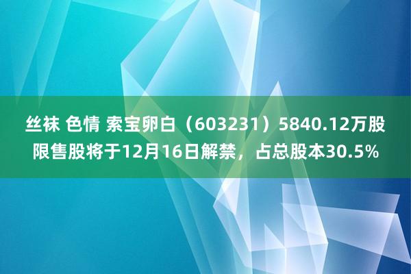 丝袜 色情 索宝卵白（603231）5840.12万股限售股将于12月16日解禁，占总股本30.5%