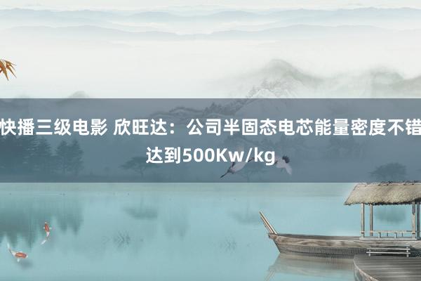 快播三级电影 欣旺达：公司半固态电芯能量密度不错达到500Kw/kg