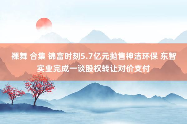 裸舞 合集 锦富时刻5.7亿元抛售神洁环保 东智实业完成一谈股权转让对价支付