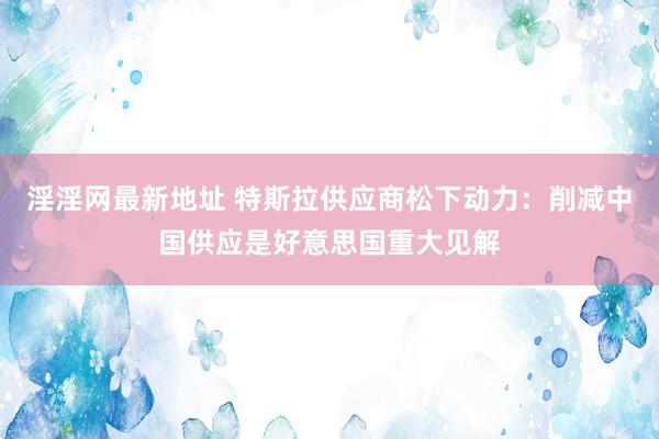 淫淫网最新地址 特斯拉供应商松下动力：削减中国供应是好意思国重大见解