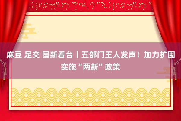 麻豆 足交 国新看台丨五部门王人发声！加力扩围实施“两新”政策