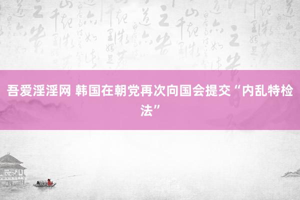 吾爱淫淫网 韩国在朝党再次向国会提交“内乱特检法”