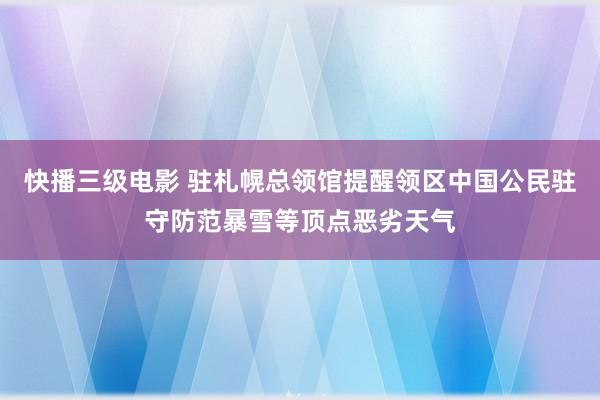 快播三级电影 驻札幌总领馆提醒领区中国公民驻守防范暴雪等顶点恶劣天气