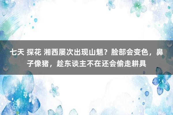 七天 探花 湘西屡次出现山魈？脸部会变色，鼻子像猪，趁东谈主不在还会偷走耕具