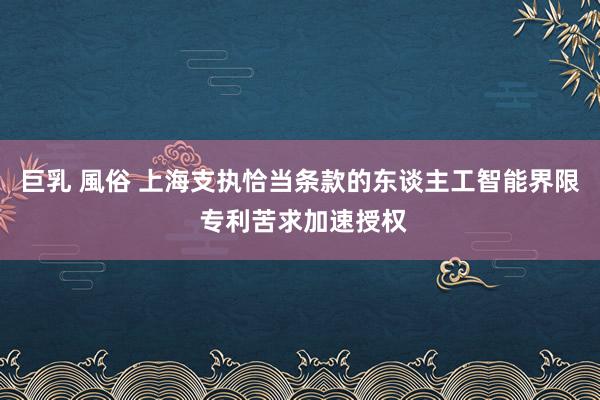 巨乳 風俗 上海支执恰当条款的东谈主工智能界限 专利苦求加速授权